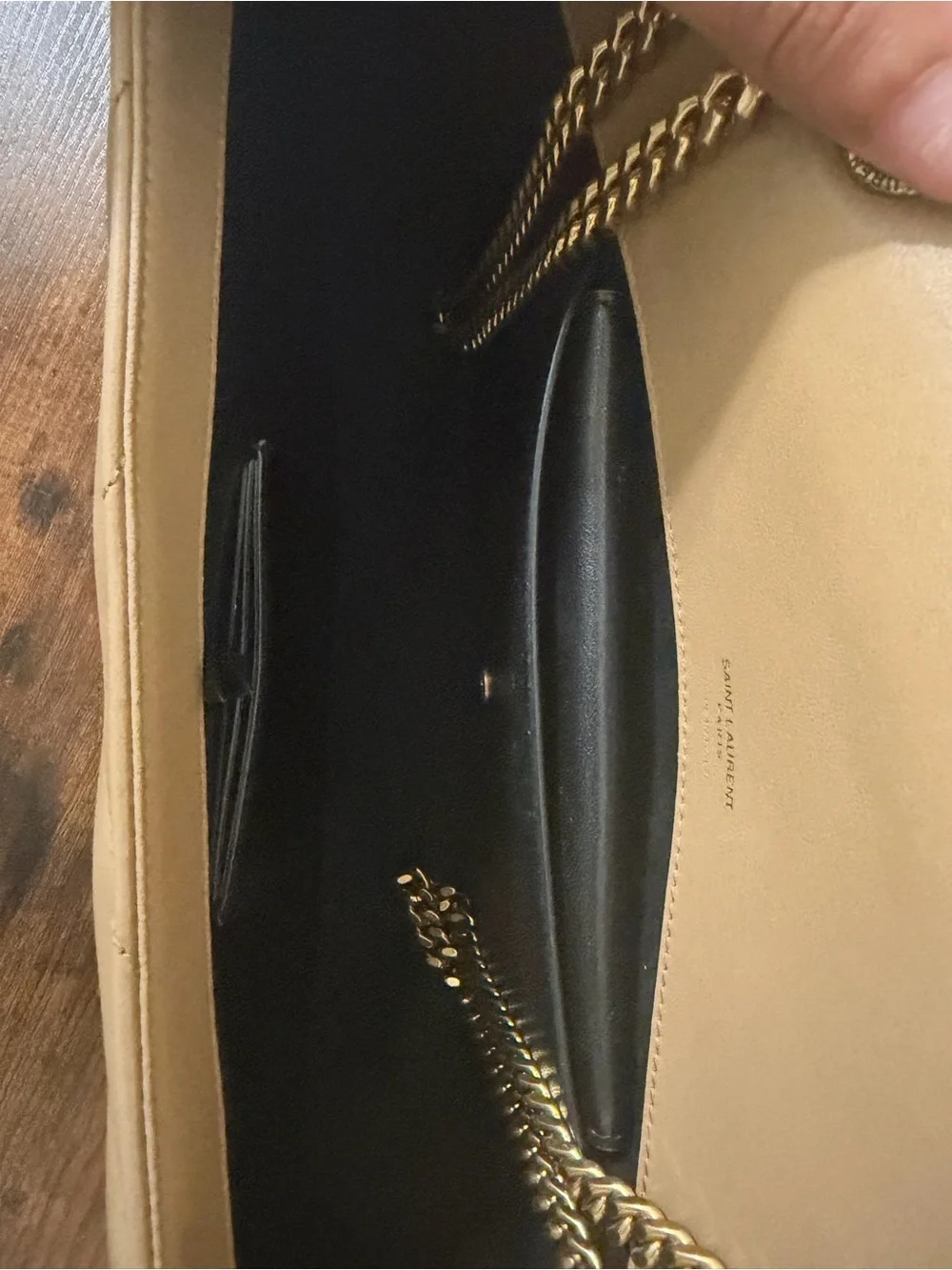 AUTHENTIC YSL Medium LouLou Lambskin Purse - Natural Tan